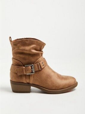 Torrid Slouchy Moto Ankle Booties Brown Faux Suede 9.5 WW Great Condition!